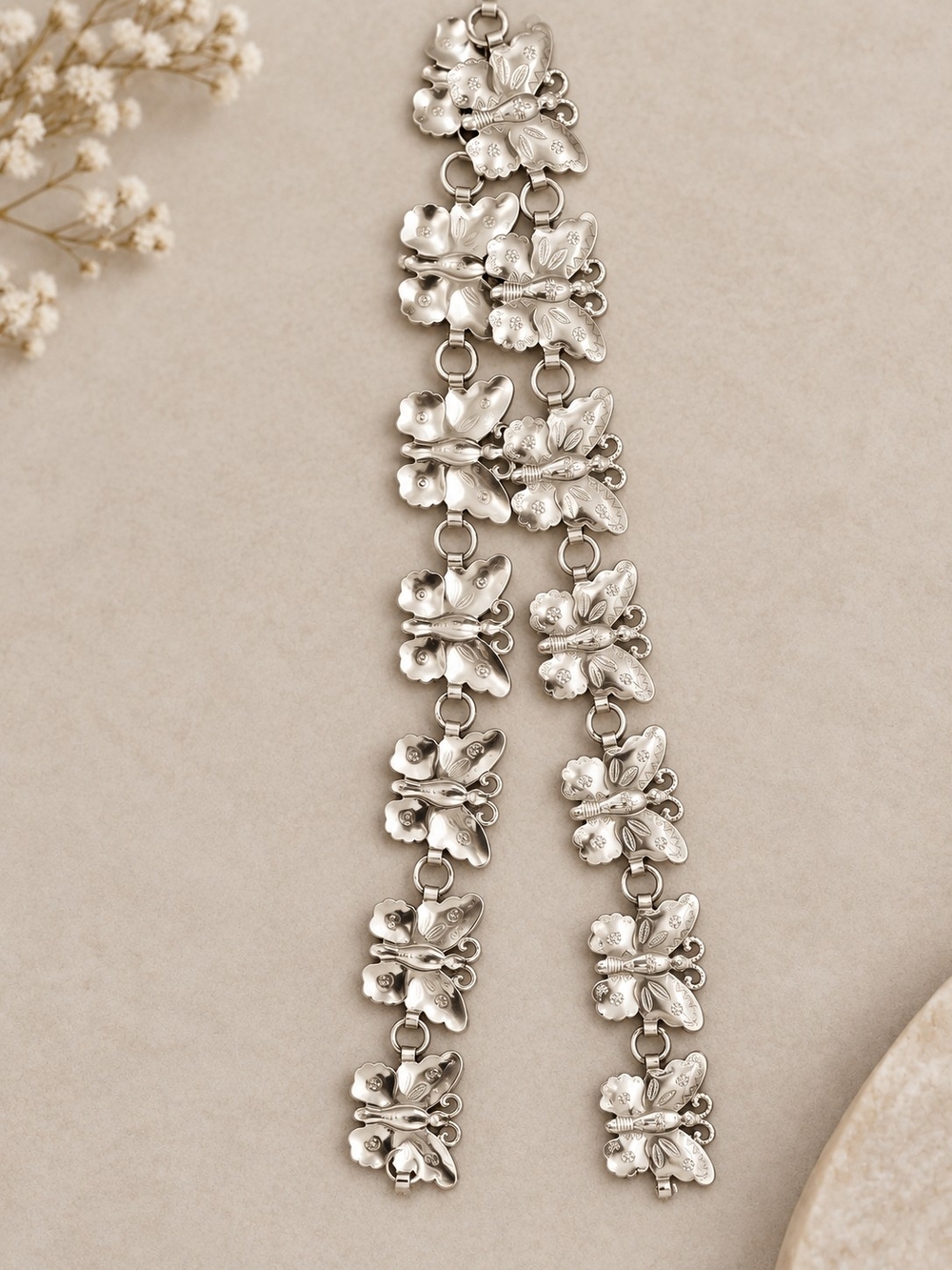 Silver Butterfly Link Vintage Belt- 31 Inches